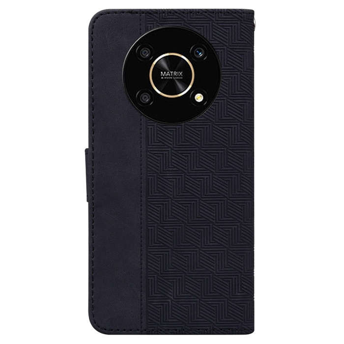 For Honor X9 / X9 5G Geometric Embossed Flip Leather Phone Case(Black)