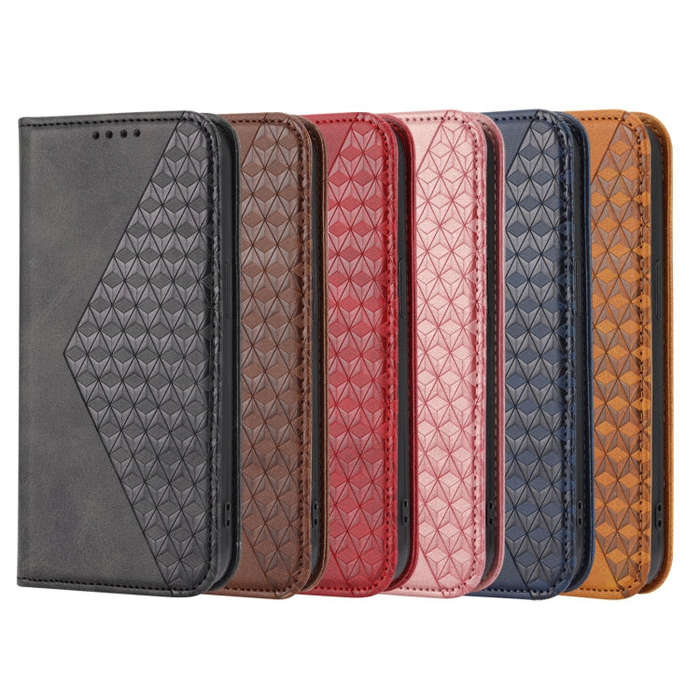 For Google Pixel 7 Cubic Grid Calf Texture Magnetic Closure Leather Phone Case(Brown)