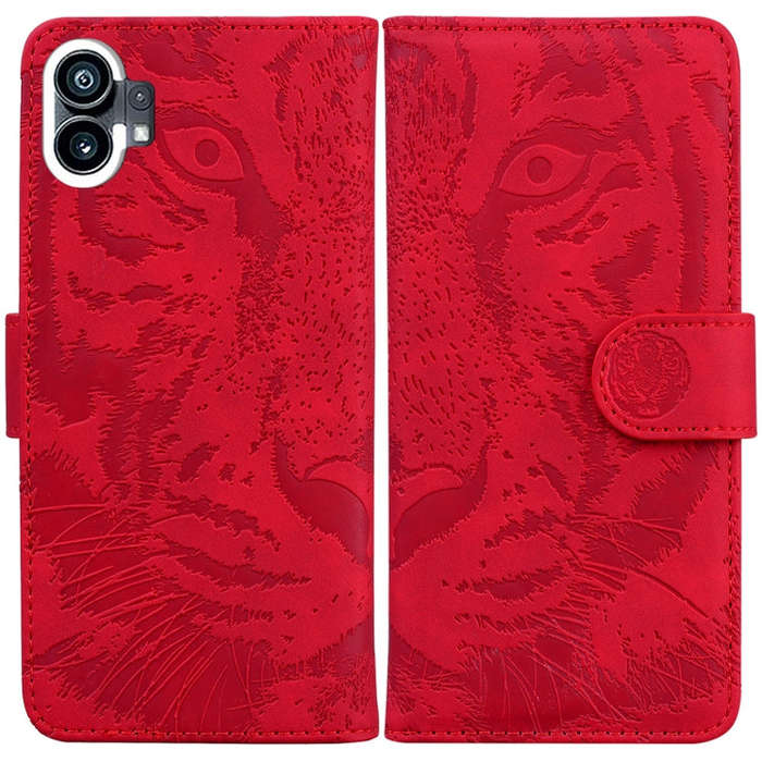 For Nothing Phone 1 Tiger Embossing Pattern Flip Leather Phone Case(Red)