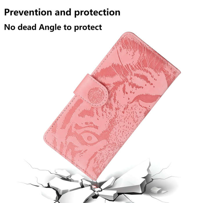 For OPPO Reno8 Pro Tiger Embossing Pattern Flip Leather Phone Case(Pink)