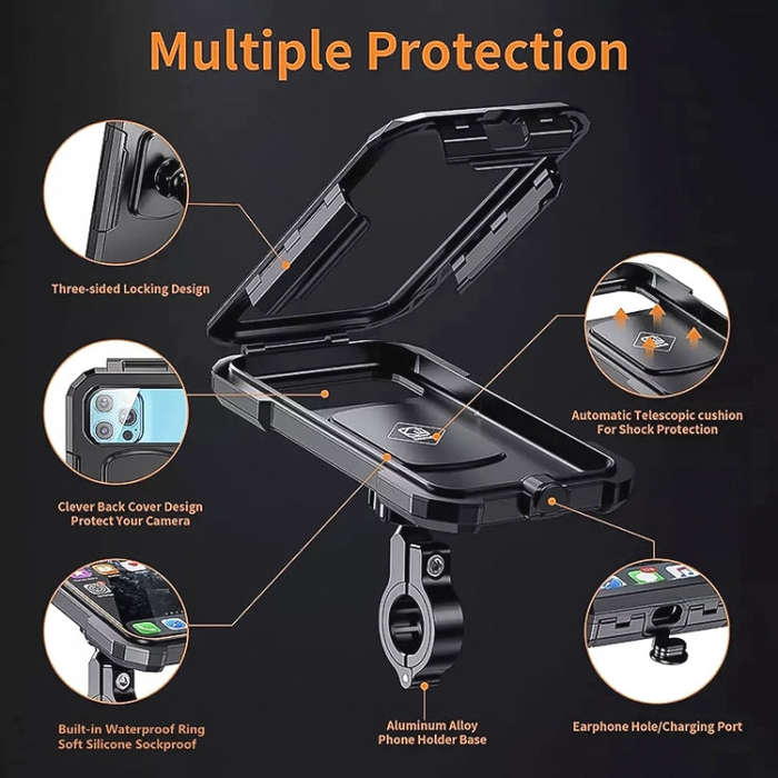 Kewig M18S-A1 Motorcycle / Bicycle Handlebar Wireless Charging Waterproof Box Mobile Phone Holder