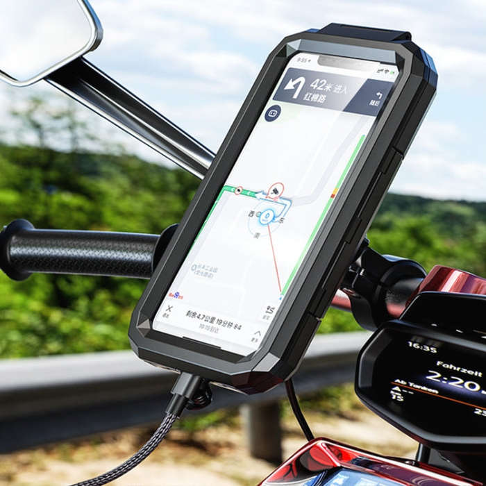 Kewig M18S-A1 Motorcycle / Bicycle Handlebar Wireless Charging Waterproof Box Mobile Phone Holder