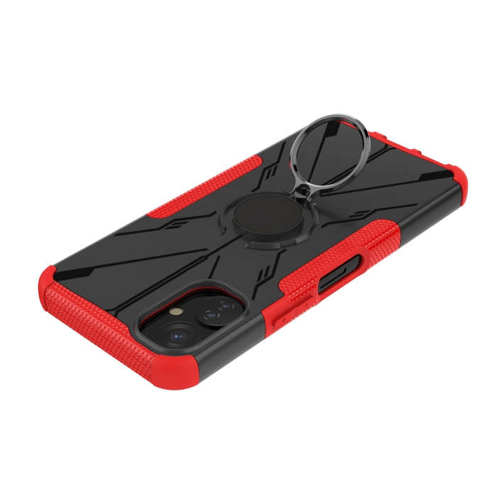 For Tecno Spark 9T Armor Bear Shockproof PC + TPU Phone Case with Ring(Red)