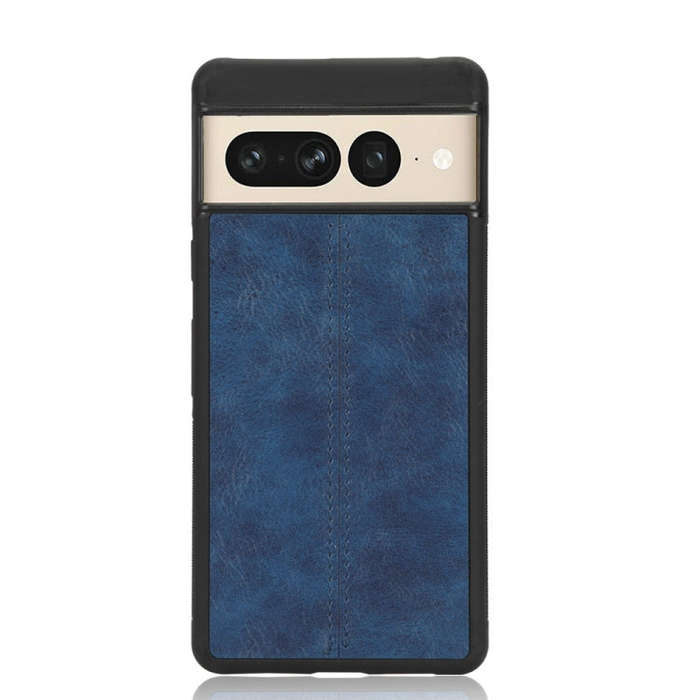 For Google Pixel 7 Pro 5G Shockproof Sewing Cow Skin Texture PC + PU + TPU Case(Blue)
