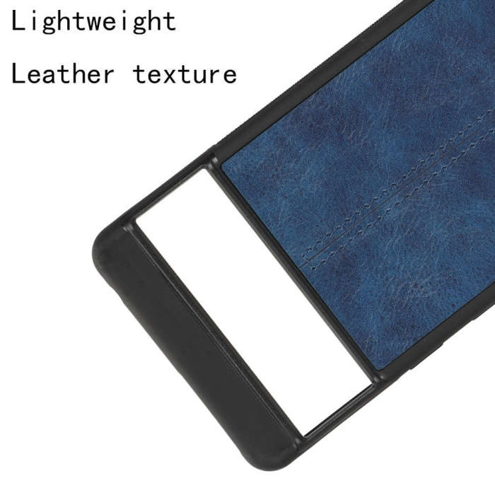 For Google Pixel 7 Pro 5G Shockproof Sewing Cow Skin Texture PC + PU + TPU Case(Blue)