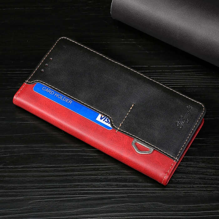 For Sharp Aquos Sense7 Contrast Color Side Buckle Leather Phone Case(Red + Black)