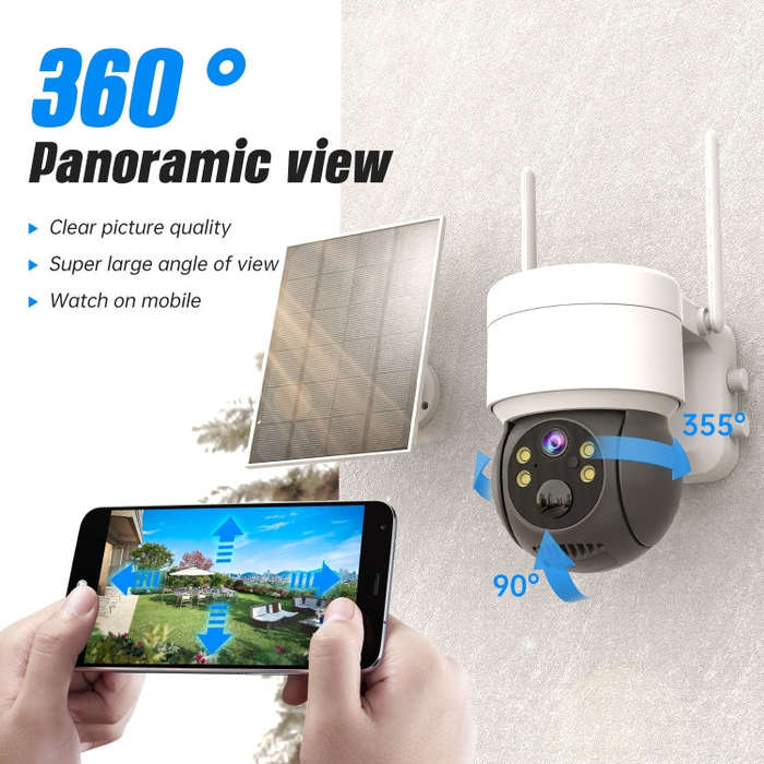 T34 2MP HD IP66 Waterproof Wireless WiFi Solar Camera(Black)