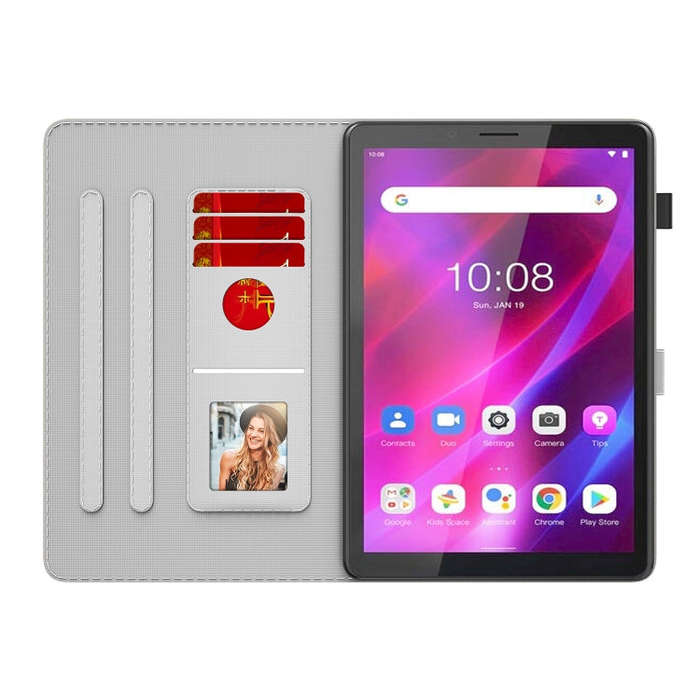 For Lenovo Tab M7 3rd Gen Watercolor Pattern Flip Leather Tablet Case(Berry Color)