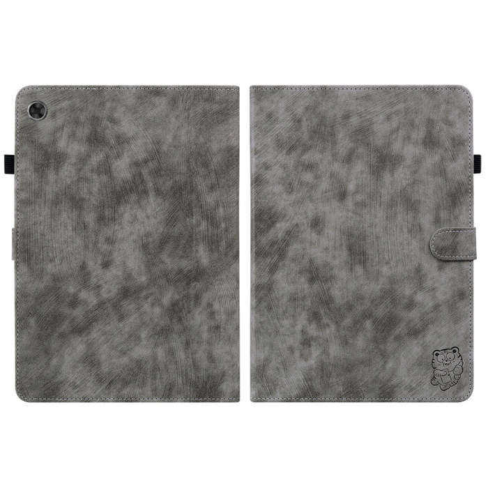 For Lenovo Tab M7 3rd Gen Tiger Pattern Flip Leather Tablet Case(Grey)