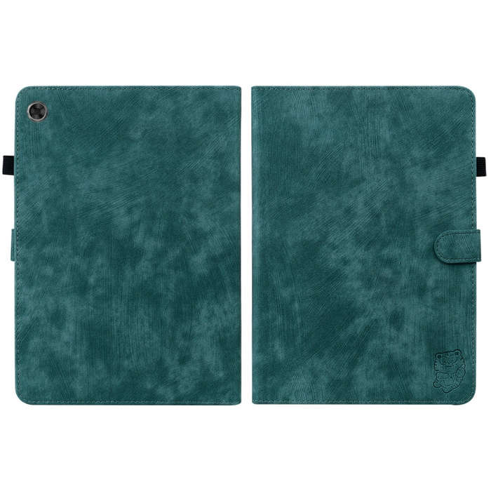 For Lenovo Tab M7 3rd Gen Tiger Pattern Flip Leather Tablet Case(Dark Green)