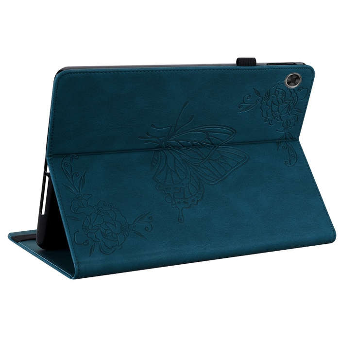 For Lenovo Tab M7 3rd Gen Butterfly Flower Embossed Leather Tablet Case(Blue)