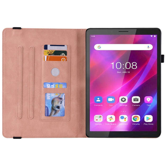 For Lenovo Tab M7 3rd Gen Butterfly Flower Embossed Leather Tablet Case(Rose Gold)