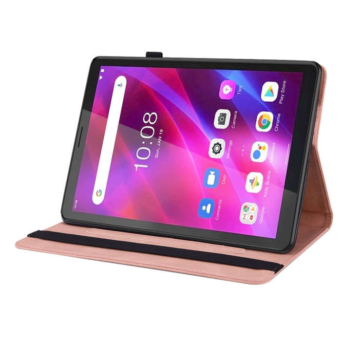For Lenovo Tab M7 3rd Gen Butterfly Flower Embossed Leather Tablet Case(Rose Gold)