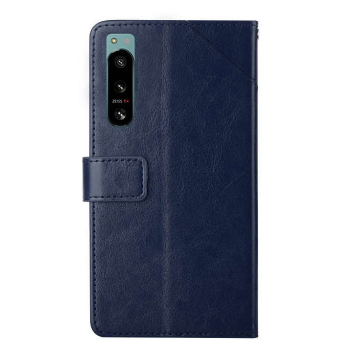 For Sony Xperia 5 IV HT01 Y-shaped Pattern Flip Leather Phone Case(Blue)