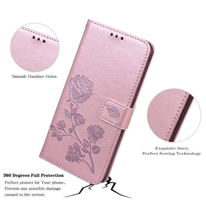 For Honor X7/Play 30 Plus Rose Embossed Flip PU Leather Phone Case(Rose Gold)