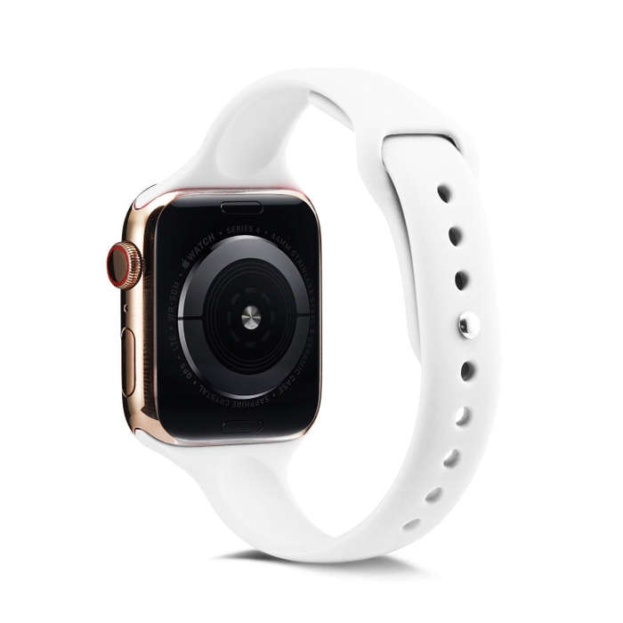 For Apple Watch 5/4 44mm & 3/2/1 42mm Thin Silicone Watch Band(White)