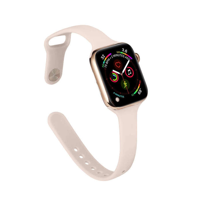 For Apple Watch 5/4 40mm & 3/2/1 38mm Thin Silicone Watch Band(Pink Silty)