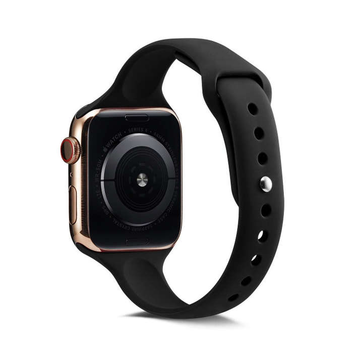 For Apple Watch 5/4 40mm & 3/2/1 38mm Thin Silicone Watch Band(Black)