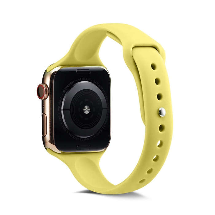 For Apple Watch 5/4 40mm & 3/2/1 38mm Thin Silicone Watch Band(Yellow)