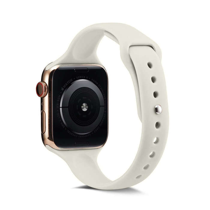 For Apple Watch 5/4 40mm & 3/2/1 38mm Thin Silicone Watch Band(Creamy-white)