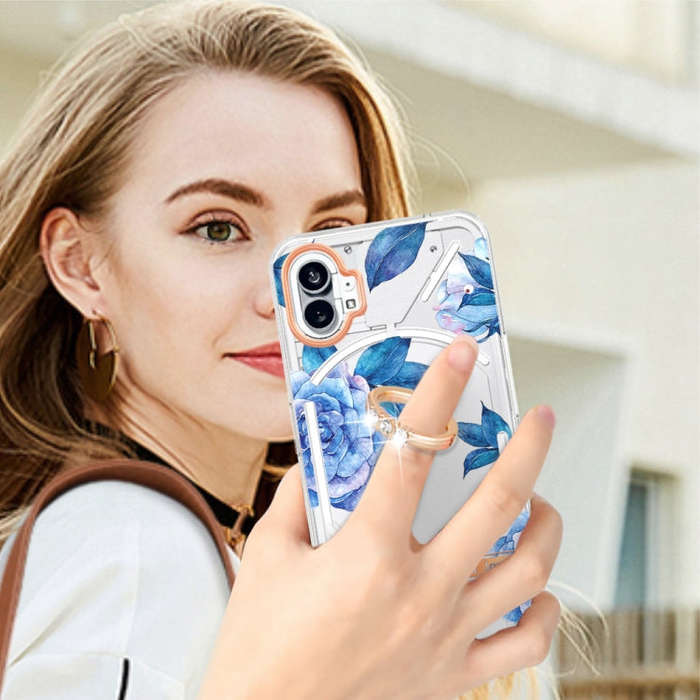 For Nothing Phone 1 Flowers Series TPU Phone Case(Blue Peony)