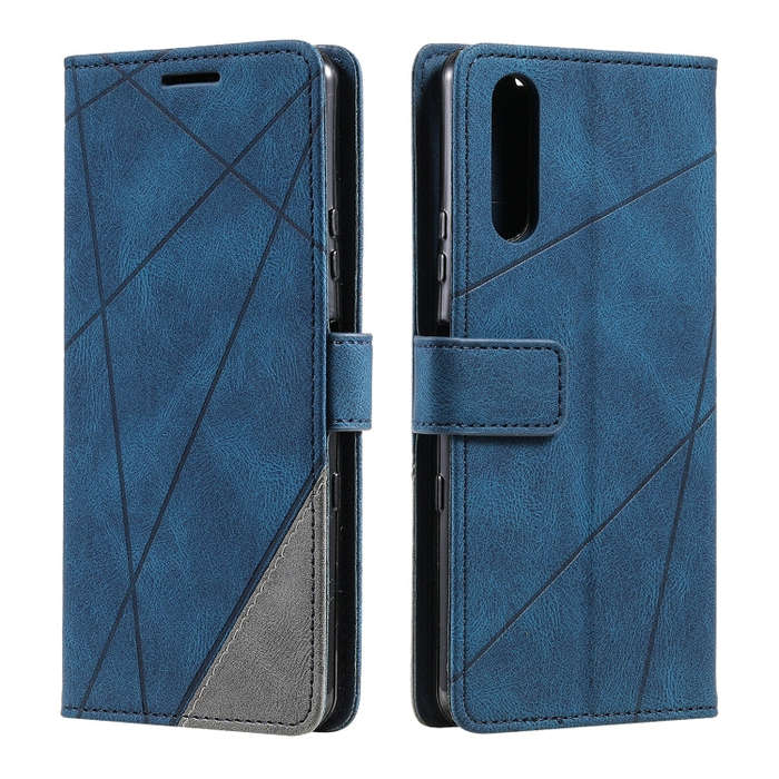 For Sony Xperia 1 IV Skin Feel Splicing Leather Phone Case(Blue)
