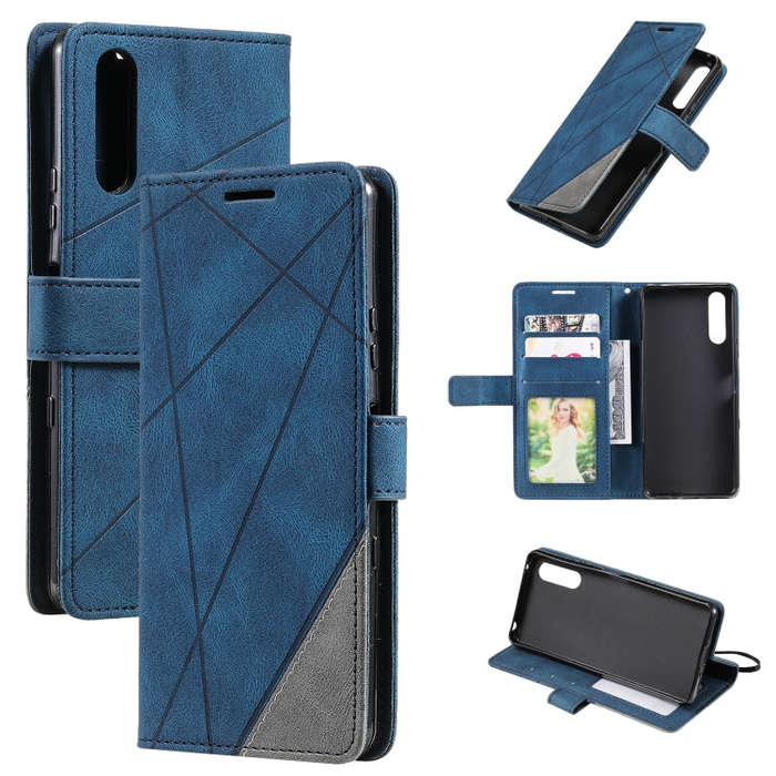 For Sony Xperia 10 IV Skin Feel Splicing Leather Phone Case(Blue)