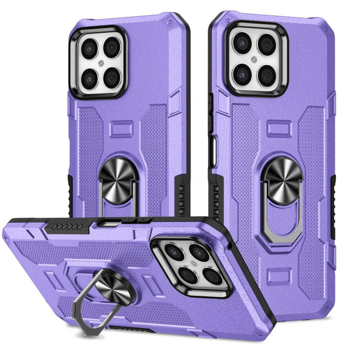For Honor X8 Ring Holder Armor Hybrid Phone Case(Purple)
