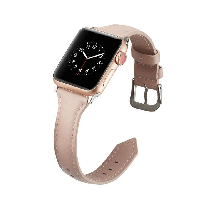 For Apple Watch 5/4 40mm & 3/2/1 38mm Thin Leather Watch Band(Pink)