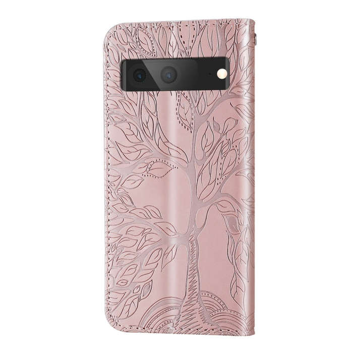 For Google Pixel 7 Life Tree Embossing Pattern Horizontal Flip Leather Phone Case(Rose Gold)