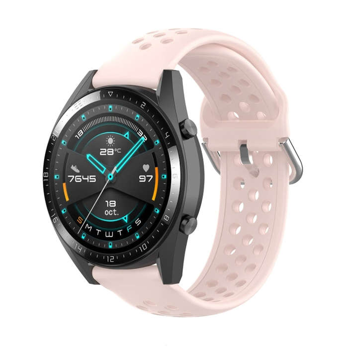 For Huawei Watch GT 46mm / 42mm / GT2 46mm 22mm Clasp Solid Color Sport Watch Band(Pink)