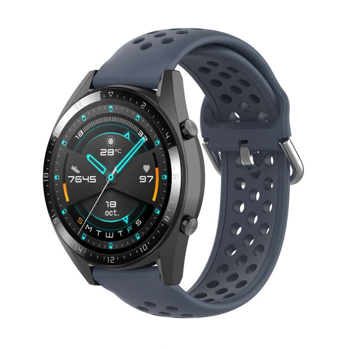 For Huawei Watch GT 46mm / 42mm / GT2 46mm 22mm Clasp Solid Color Sport Watch Band(Grey)
