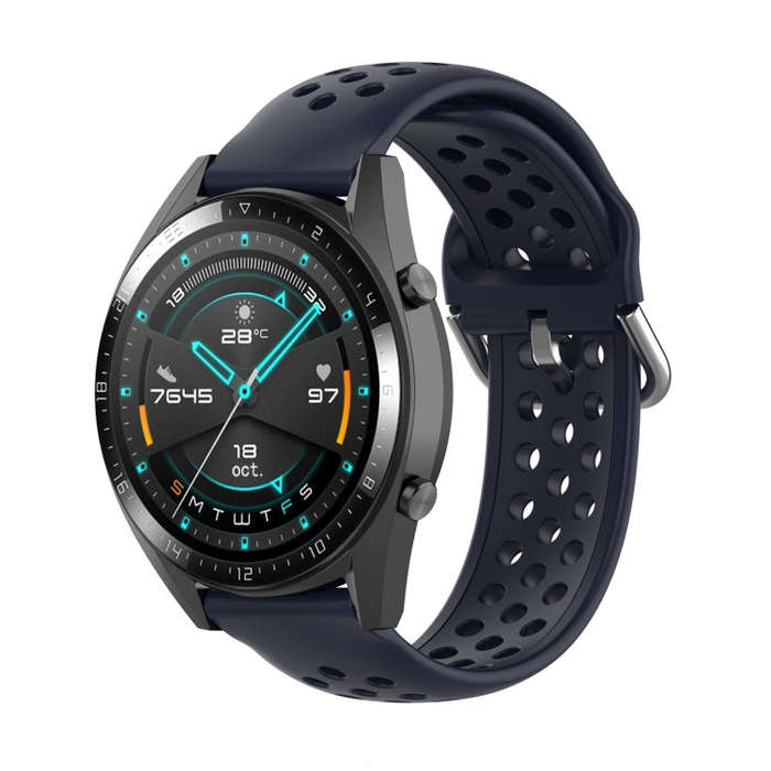 For Huawei Watch GT 46mm / 42mm / GT2 46mm 22mm Clasp Solid Color Sport Watch Band(Dark Blue)