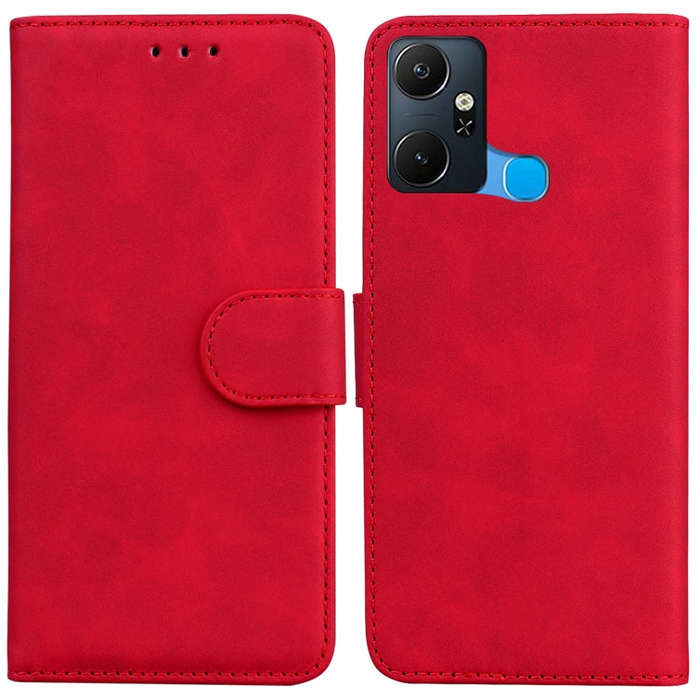 For Infinix Smart 6 Plus Skin Feel Pure Color Flip Leather Phone Case(Red)