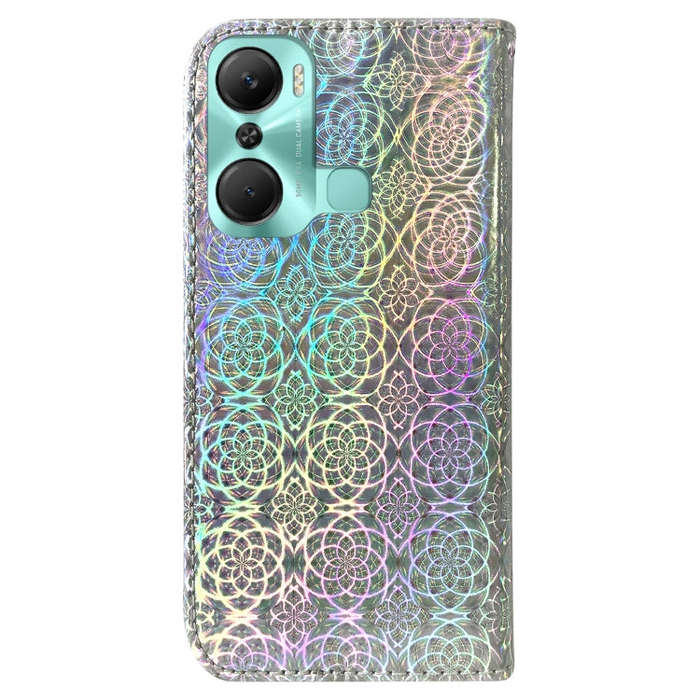 For Infinix Hot 12 Pro Colorful Magnetic Buckle Leather Phone Case(Silver)