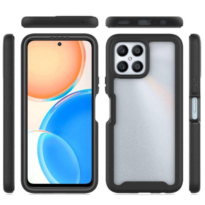 For Honor X8 4G Starry Sky Solid Color Shockproof TPU Clear PC Phone Case(Dark Blue)