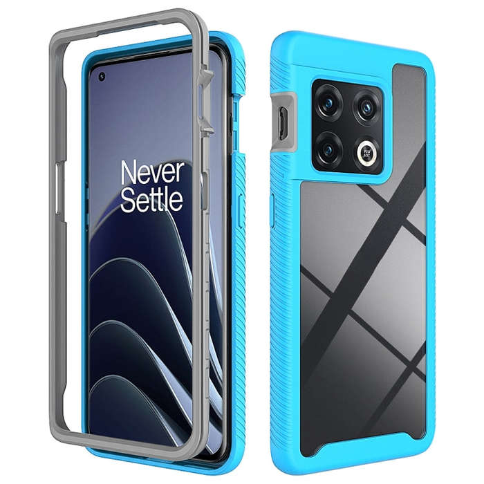 For OnePlus 10 Pro Starry Sky Solid Color Shockproof TPU Clear PC Phone Case(Sky Blue)