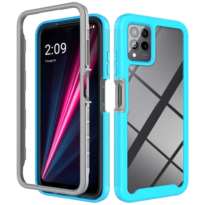 For T-Moblie Revvl 6 Pro 5G Starry Sky Solid Color Shockproof TPU Clear PC Phone Case(Sky Blue)