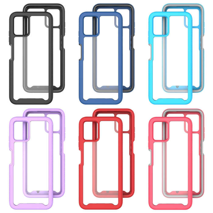 For T-Moblie Revvl 6 Pro 5G Starry Sky Solid Color Shockproof TPU Clear PC Phone Case(Frosted Pink)