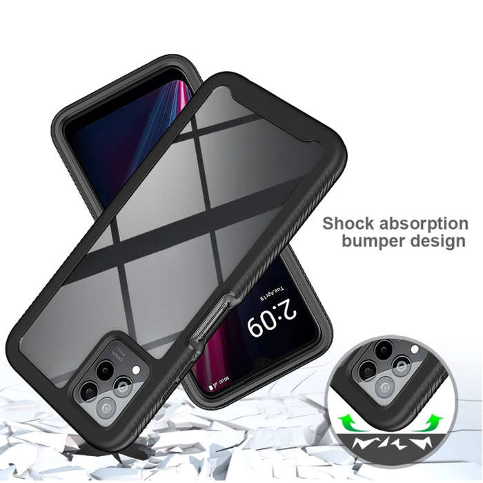 For T-Moblie Revvl 6 Pro 5G Starry Sky Solid Color Shockproof TPU Clear PC Phone Case(Black)