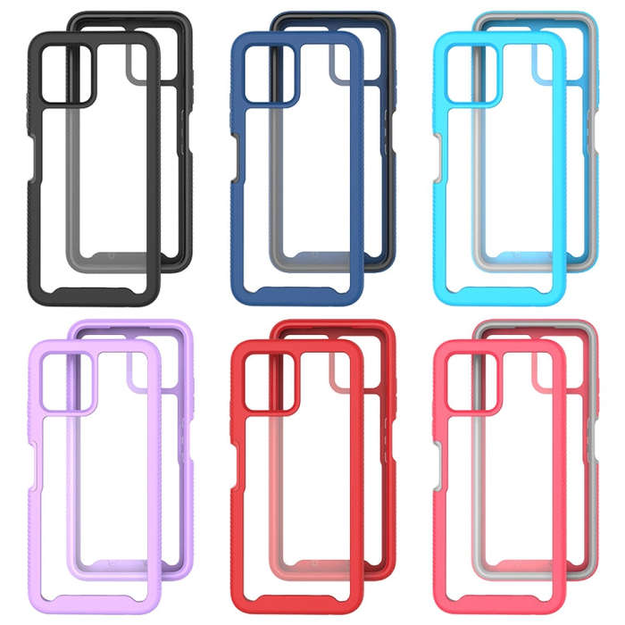 For T-Moblie Revvl 6 5G Starry Sky Solid Color Shockproof TPU Clear PC Phone Case(Sky Blue)