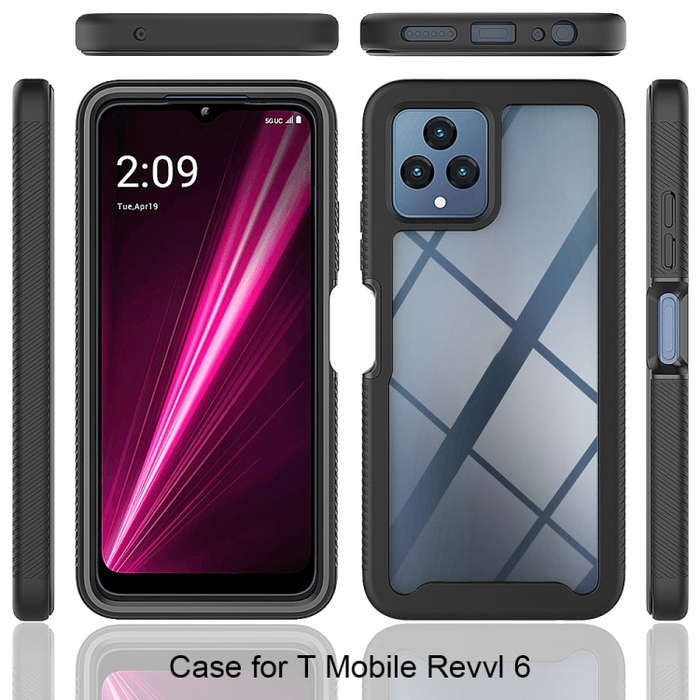 For T-Moblie Revvl 6 5G Starry Sky Solid Color Shockproof TPU Clear PC Phone Case(Red)