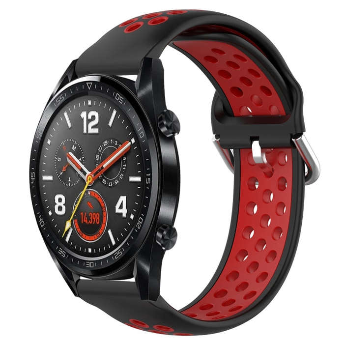 For Huawei Watch GT 46mm / 42mm 22mm Clasp Two Color Sport Watch Band(Red + Black)