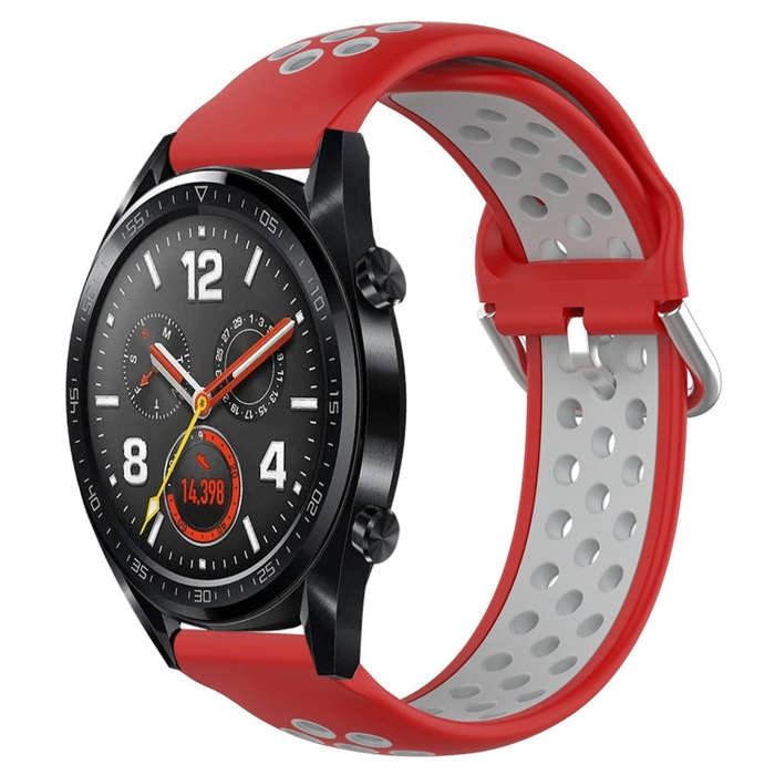 For Huawei Watch GT 46mm / 42mm 22mm Clasp Two Color Sport Watch Band(Red + Grey)
