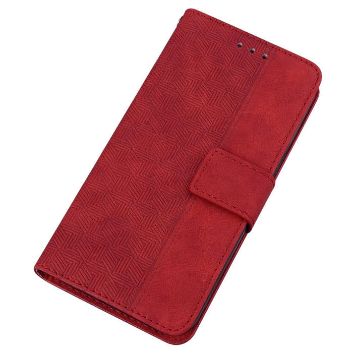 For Infinix Hot 12 Pro Geometric Embossed Flip Leather Phone Case(Red)