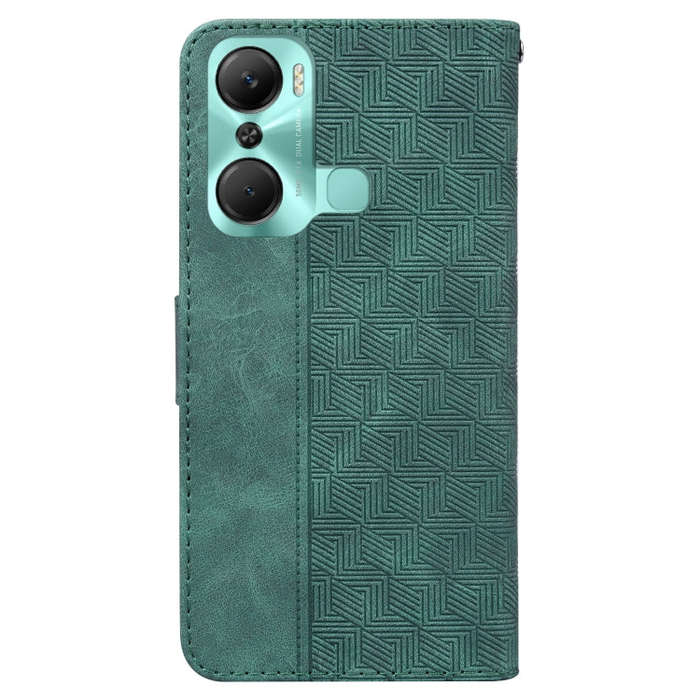 For Infinix Hot 12 Pro Geometric Embossed Flip Leather Phone Case(Green)