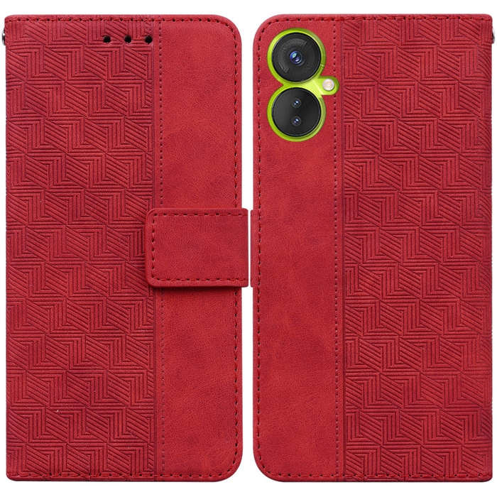 For Tecno Camon 19 Neo Geometric Embossed Flip Leather Phone Case(Red)