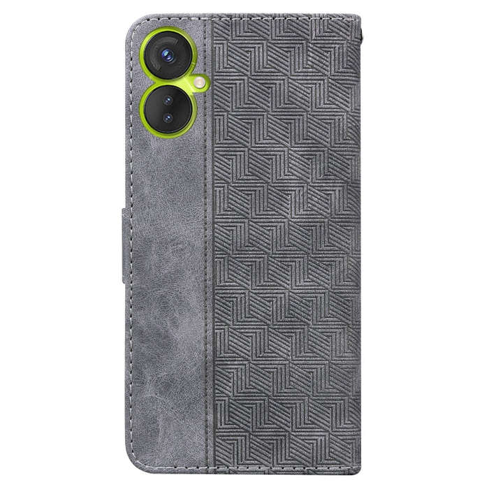 For Tecno Camon 19 Neo Geometric Embossed Flip Leather Phone Case(Grey)