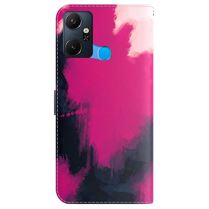 For Infinix Smart 6 Plus Watercolor Pattern Flip Leather Phone Case(Berry Color)