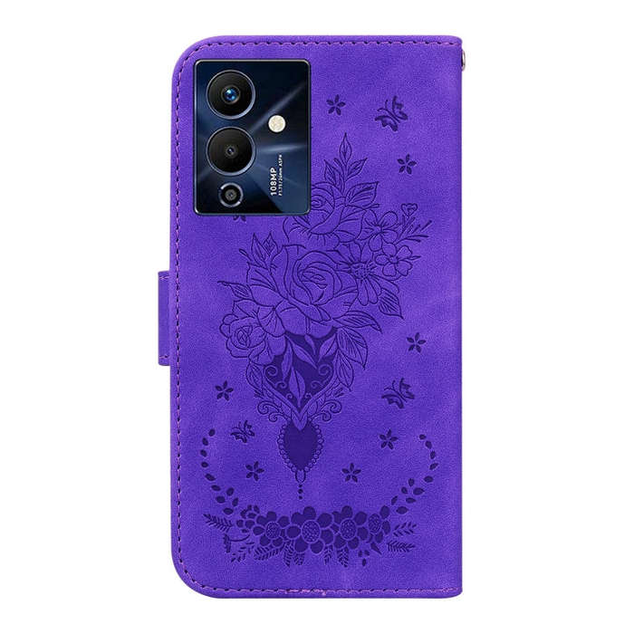 For Infinix Note 12 Pro 5G Butterfly Rose Embossed Leather Phone Case(Purple)